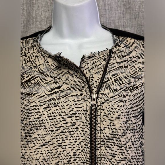 Rebecca Minkoff Small Raw Hem Zip Up Long Sleeve Color Block Moto Blazer XS - Picture 7 of 13